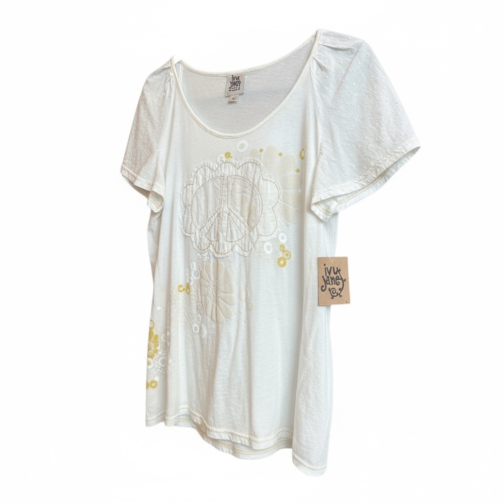 Ivy Jane Women’s Cream Peace Graphic Tee.  NWT  Size L - Picture 3 of 9